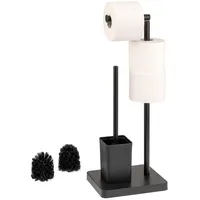 ELUNO Stand-WC-Garnitur 3in1, WC-Bürste, (Ersatz-) Rollenhalter, schwarz