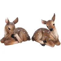 Formano Dekofigur REH 2er Set 12 cm Rehkitz Rehe beschneit Zierfigur Figur Haus Garten