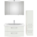 Saphir Badmöbel-Set »6005 Sprint 3-teilig, Keramik-Waschtisch mit LED-Spiegelschrank«, (4 St.), weiß