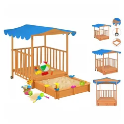 vidaXL Sandkasten Kinderspielhaus mit Sandkasten Sandkiste Tannenholz Blau UV50 blau