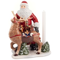 Villeroy & Boch Villeroy - Christmas Toy's Memory "Santa mit Hirsch", dekorative Figur aus Hartporzellan, für Stabkerzen geeignet, bunt, 30 x 24 x 35 cm