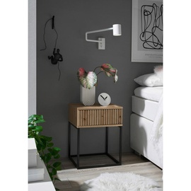 Livetastic Nachtschrank, Schwarz, Eiche Artisan Metall, Holzwerkstoff, 1 Schubladen, 40x52x38.5 cm Schlafzimmer, Nachttische