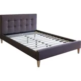 Homestyle4u 1735, Polsterbett 180x200 cm Bett Doppelbett mit Lattenrost Kopfteil Braun - Braun