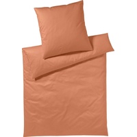 Yes for Bed Bettwäsche »Pure & Simple Uni in Gr. 135x200, 155x220 oder 200x200 cm«, (2 tlg.), Bettwäsche aus Baumwolle, zeitlose Bettwäsche mit seidigem Glanz, orange