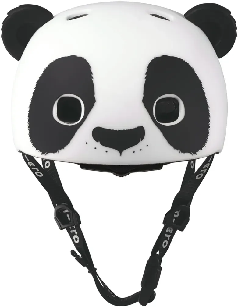 Kinder Fahrradhelm XSmall 46-50 cm Schwarz-Weiß Panda Design - Micro Panda - Leicht, Belüftet, Verstellbarer Verschluss