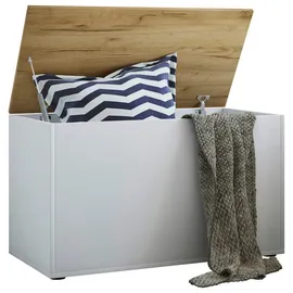 VCM Sitzbank Bendola Weiß, Honigeiche, Holzwerkstoff, 82x49x44 cm Ordnen | Aufbewahren, Truhen