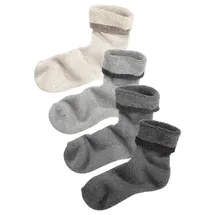 LAVANA Kuschelsocken Damen 1x beige, 1x grau, 1x hellgrau, 1x anthrazit Gr.35-38