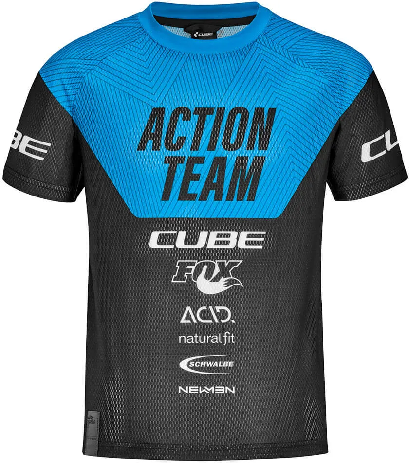 Cube Junior Trikot kurzarm X Actionteam - black'n'blue - 158/164
