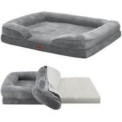 Juskys Hundebett Sheena XL - 105 x 82 cm - orthopädisch & flauschig - Bezug abnehmbar & waschbar