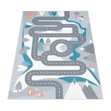 Paco Home - Kinderteppich Spielteppich Teppich Kinderzimmer Straßen Design Mit Tieren Creme 100x200 cm