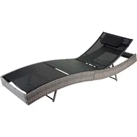 Mendler Sonnenliege Savannah, Relaxliege Gartenliege Liege, Poly-Rattan grau, Bezug