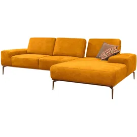 W.Schillig Ecksofa "run, Designsofa mit tollem Sitzkomfort, bequem, L-Form", gelb (brandy s37), B:319cm H:88cm T:178cm, Longlife Xtra-Leder Z73: Naturwalkleder der Luxusklasse aus den erlesensten Rohhäuten.