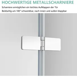 IMPTS Duschkabine Eckeinstieg 75x80 cm 180o Doppel Falttür Falttürkabine 6mm ESG-Nano Glas 195cm,OHNE Duschwanne
