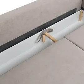 beautysofa Ecksofa VINCI mit Schlaffunktion und Bettkasten, Cappuccino Velo 624, Uniwersalle Ottomane - Creme