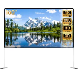 Todeco Projektion Leinwand mit Stand 100 Zoll, 16: 9 Outdoor Indoor Projector Screen Schnelles Falten Tragbare Leinwand Beamer HD 4K, mit Tragetasche für den Hinterhof-Filmabend