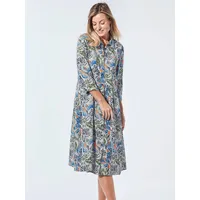 GOLDNER Sommerkleid Blusenkleid Gemustert Blau/Orange 20