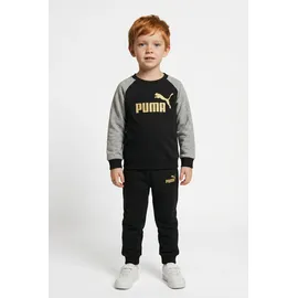Puma Unisex Baby Minicats Ess Raglan Crew Set Fl Inf Trainingsanzug, PUMA Schwarz-Gold Moon, 74 EU