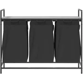 vidaXL Wäschekorb 3 Fächer mit Ablage Grau Sonoma