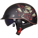 Smilfree Motorradhelm Halbschalenhelm mit ECE-Zertifizierung Rollerhelm Cruiser Chopper Skateboardhelm Antikollisionshelm Motorradhalbhelm mit Visier für Damen und Herren Erwachsene