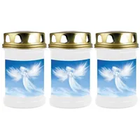 HS Candle Grabkerze (3-tlg), Grabkerze Brenndauer 40 Stunden viele vers. Variationen und Motive weiß