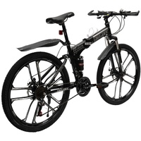 XUEMANSHOP 26 Zoll Mountainbike,MTB Dirt Bike 21-Gang mit Federgabel Leichtgewicht Zusammenklappba für Jungen Mädchen Herren Damen (Schwarz + Weiß)
