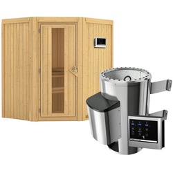 KARIBU Sauna »Wolmar«, inkl. 3.6 kW Saunaofen mit externer Steuerung, für 3 Personen - beige