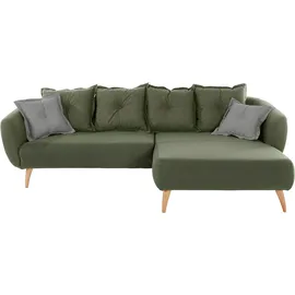 Home Affaire Ecksofa HOME AFFAIRE "Baggio formschöne Polsterecke, bequem, Breite 277cm, L-Form", grün, B:277cm H:80cm T:162cm, Sofas, Ecksofa, Zierkissen inklusive