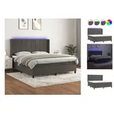 vidaXL Boxspringbett mit Matratze & LED Dunkelgrau 160x200 cm Samt