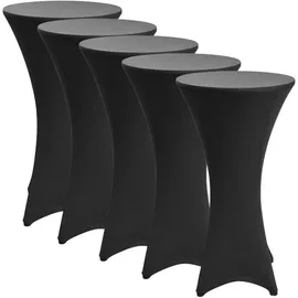 Beautissu Stehtischhusse Stretch Schwarz Ø 80-85 cm 5er Set