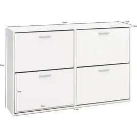 FineBuy Schuhkipper 120 x 81 x 24 cm geschlossen / weiß