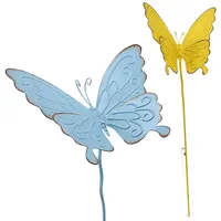 Cepewa Gartenstecker Schmetterling 2er Set | hellblau gelb 24x90cm