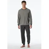 SCHIESSER Herren Schlafanzug Lang mit Bündchen-Nightwear Set Pyjamaset, anthrazit_181156, 54