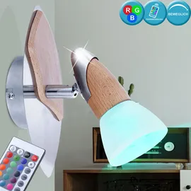 ETC Shop Holz Wand Lampe (RGB) dimmbar