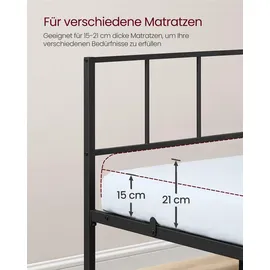 VASAGLE Metallbett 140 x 200 cm Schwarz