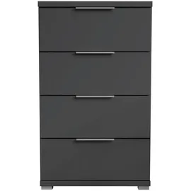 SchlafKONTOR Boxxx Nachtschrank, Graphit, Kunststoff, 4 Schubladen, 46x79x42 cm, Schlafzimmer, Nachttische