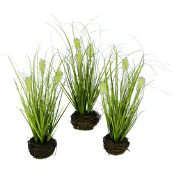 Kunstgras I.GE.A. "Künstliches Gras 'Fuchsschwanz'", grün, B:10cm H:26cm L:10cm, Kunststoff, Kunstpflanzen, Im Reisig-Nest, 3er Set