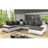 Küchen-Preisbombe Sofa Couch Ecksofa Eckcouch Wohnlandschaft Schlaffunktion Marcello XXL Weiß, Sofa in U-Form grau