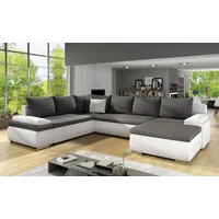 Küchen-Preisbombe Sofa Couch Ecksofa Eckcouch Wohnlandschaft Schlaffunktion Marcello XXL Weiß, Sofa in U-Form grau