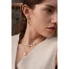 ANIA HAIE E054-03G Geometrische Kreolen mit einer Perle