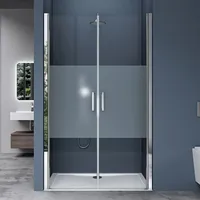 SoGood doporro Duschtür Nischentür dusche Duschabtrennung Duschkabine 80cm Nischendrehtür 195cm ESG-Sicherheitsglas mit Milchglas-Streifen Drehtür mit