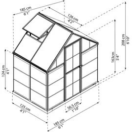 CANOPIA Hybrid Alu grün Polycarbonat 0,7 mm/Dach HKP 4 mm 2,3 m2 inkl. Stahlfundament