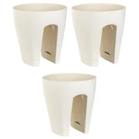ENGELLAND® ENGELLAND 3 x Blumentopf für Balkon-Geländer, Farbe: Beige,