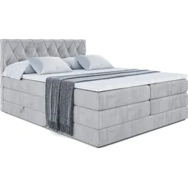 altdecor Boxspringbett mit Matratze und Lattenrost - AMAY -BZ KING - 160x200 cm - Grau Monolith 84 - Topper, Polsterbett mit Bettkasten, Bett mit S... - Hellgrau