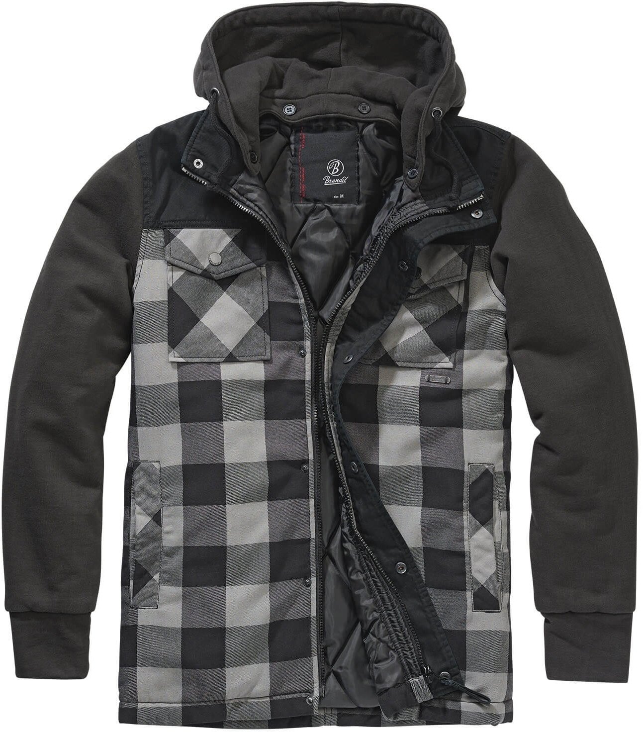 Brandit Jervis Checked Hooded Jacket (Sale) schwarz/grau, Größe S