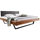 Main Möbel Massivholzbett Balkenbett Komforthöhe 'Amelia' 180x200cm Wildeiche geöl (Liegefläche 180x200cm, Balkenbett Wildeiche natur geölt mit Rissen), Massivholz beige