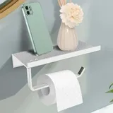 (silberner) Wandmontierter Toilettenpapierhalter Aus Aluminium Mit Geräumigen Ablagen – Montage Ohne Bohren.
