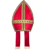 Boland 56841 - Mitra Sankt Nikolaus, Rot-Gold, Größe circa 35 x 33 cm, Hut, Mütze, St. Martin, Weihnachten, Advent, Kostüm, Karneval, Mottoparty