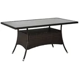 MC Star Esstisch Gartentisch Polyrattan Glastisch 150x85x74cm, Sicherheitsglas Braun (Sicherheitsglas Braun Schwarz, ideal für Garten & Terrasse) braun