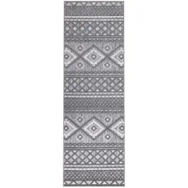 Carpet City In-& Outdoorteppich Santorini 435, 3D-Effekt, Boho-Look", grau Anthrazit B:80cm H:5mm L:250cm, Polypropylen, Teppiche, Teppich, Wetterfest - UV-beständig für Terrasse, Flur,