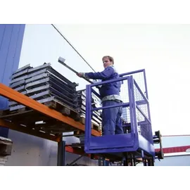 R+R INDUSTRIETECHNIK Arbeitskorb Stahl 800x800x1910mm Reinorange/enzianblau